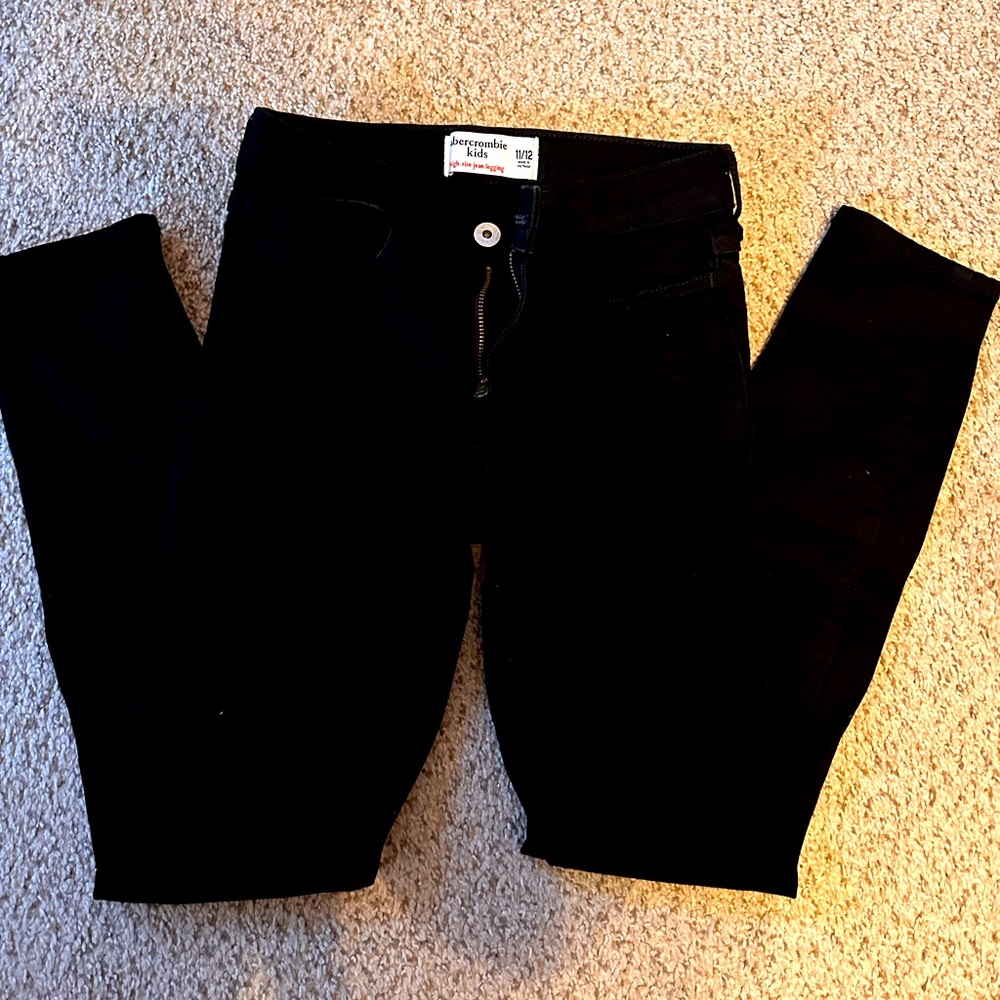 Kids black denim jean leggings